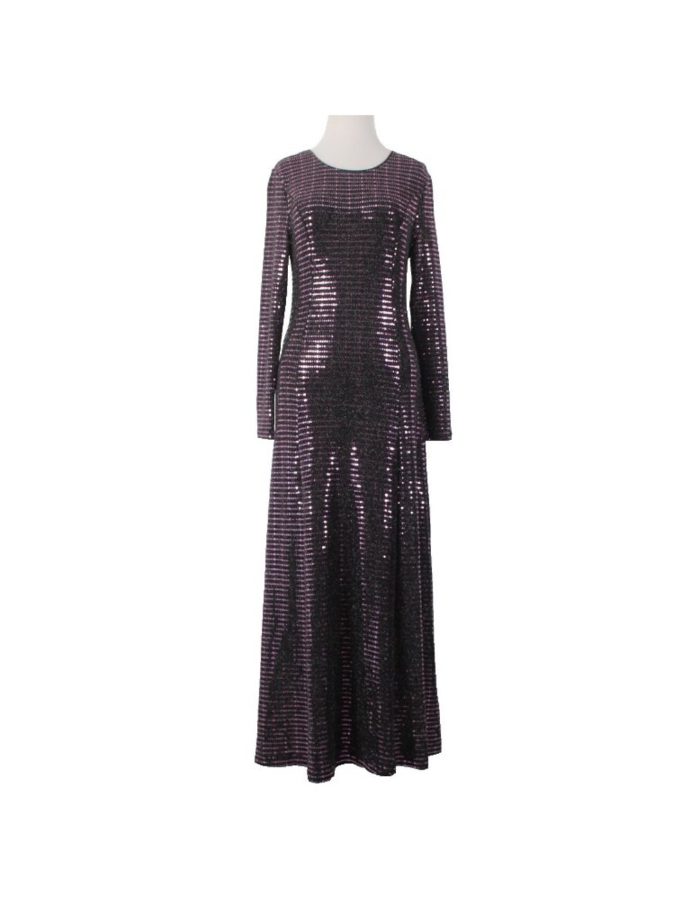 Lapis Dress Sz 8 Black Purple Paillettes Lined Long Sleeve Nylon Poly Spandex